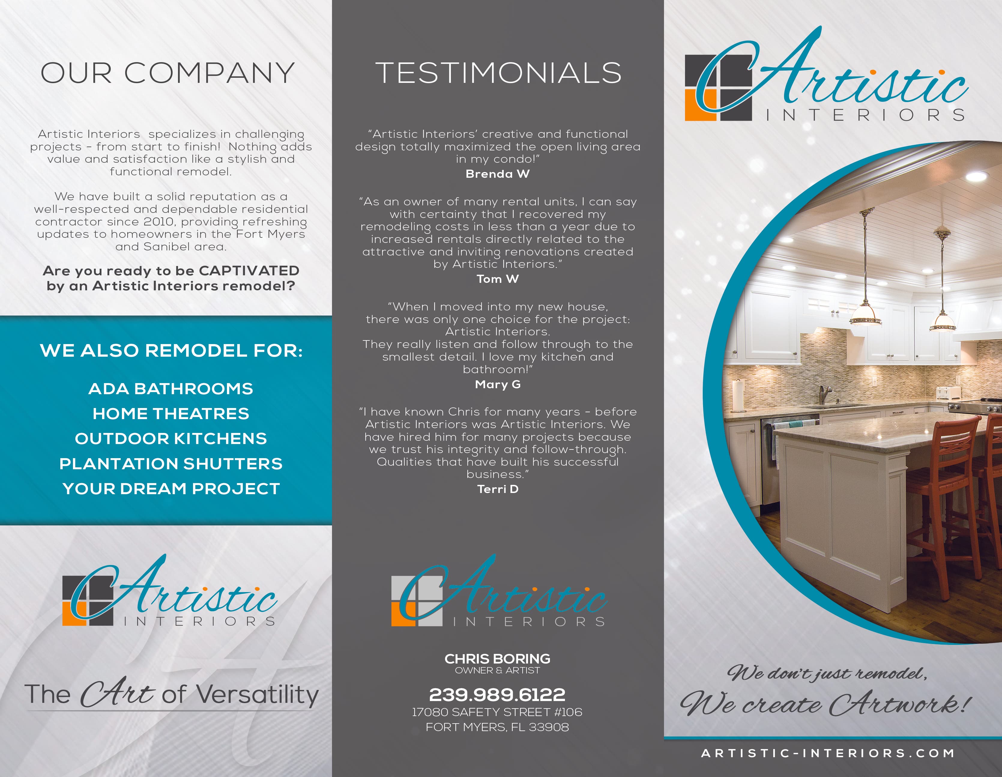 Artistic Interiors Brochure Outside