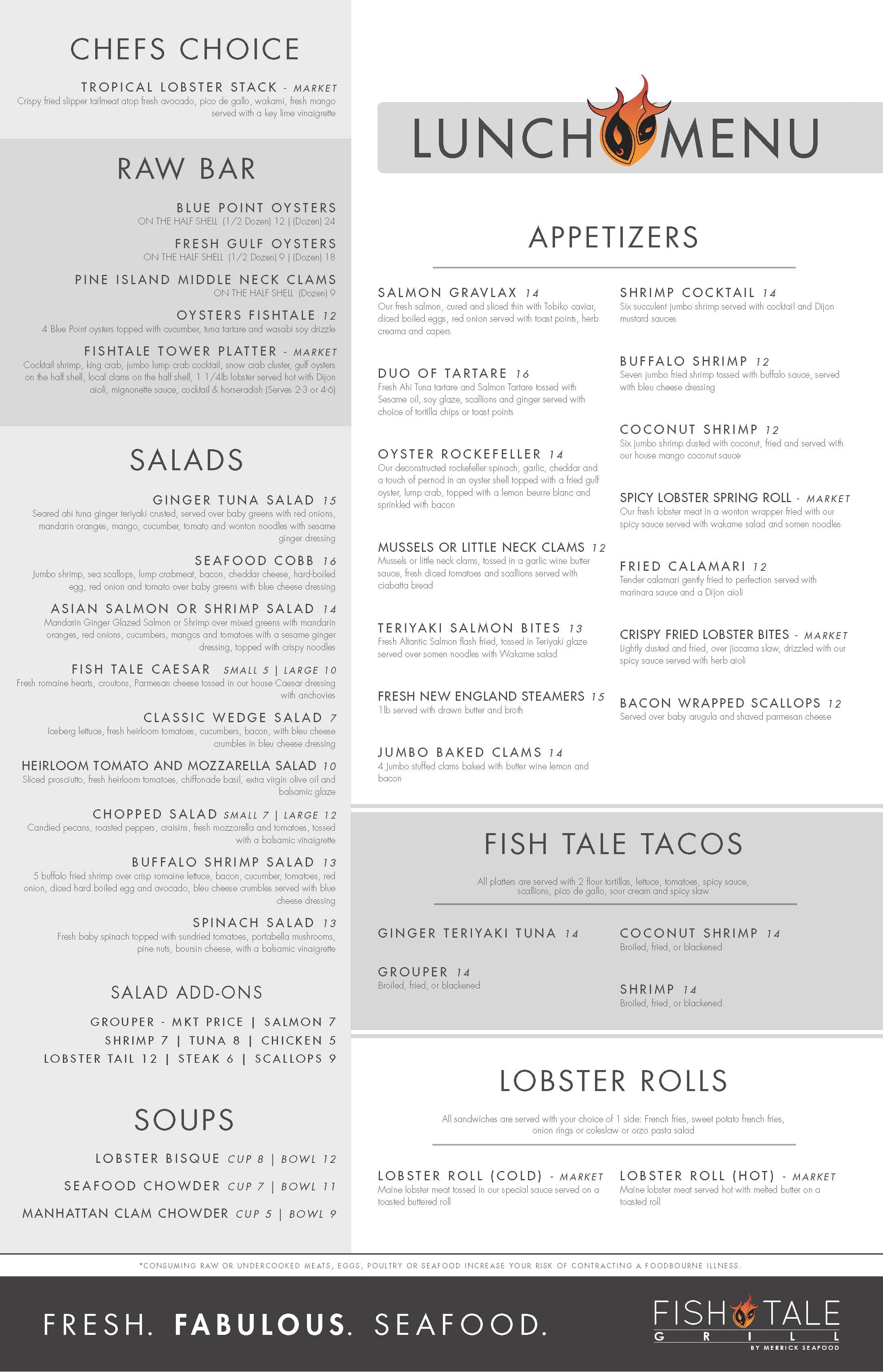FishTale Lunch Menu Page 1
