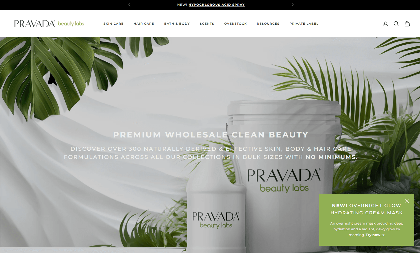 Pravada Beauty Labs desktop view