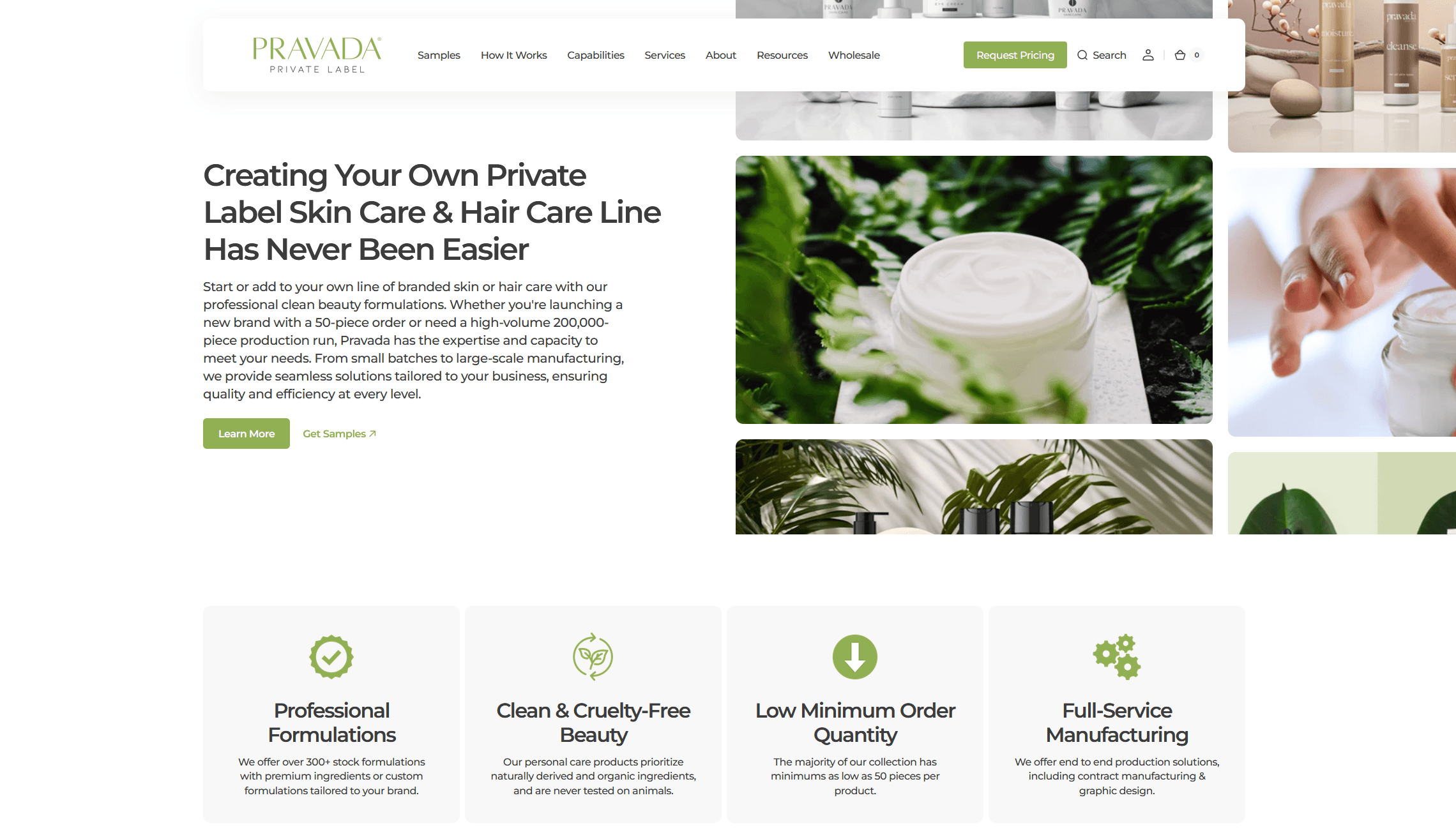 Pravada Private Label desktop view