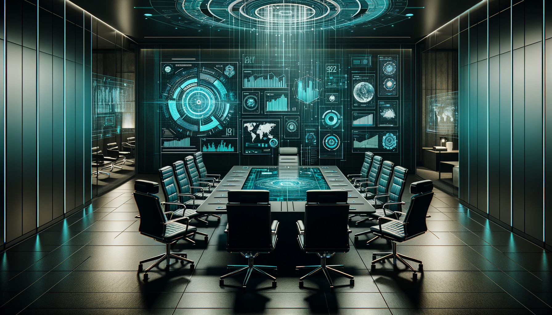 Executive boardroom with AR displays